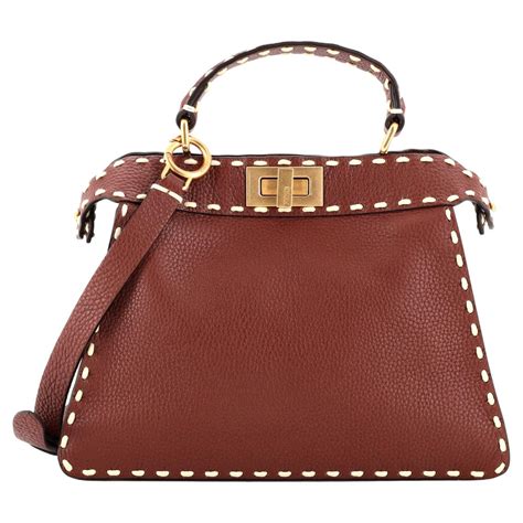 fendi peekaboo mini leather satchel bag|fendi peekaboo iseeu small.